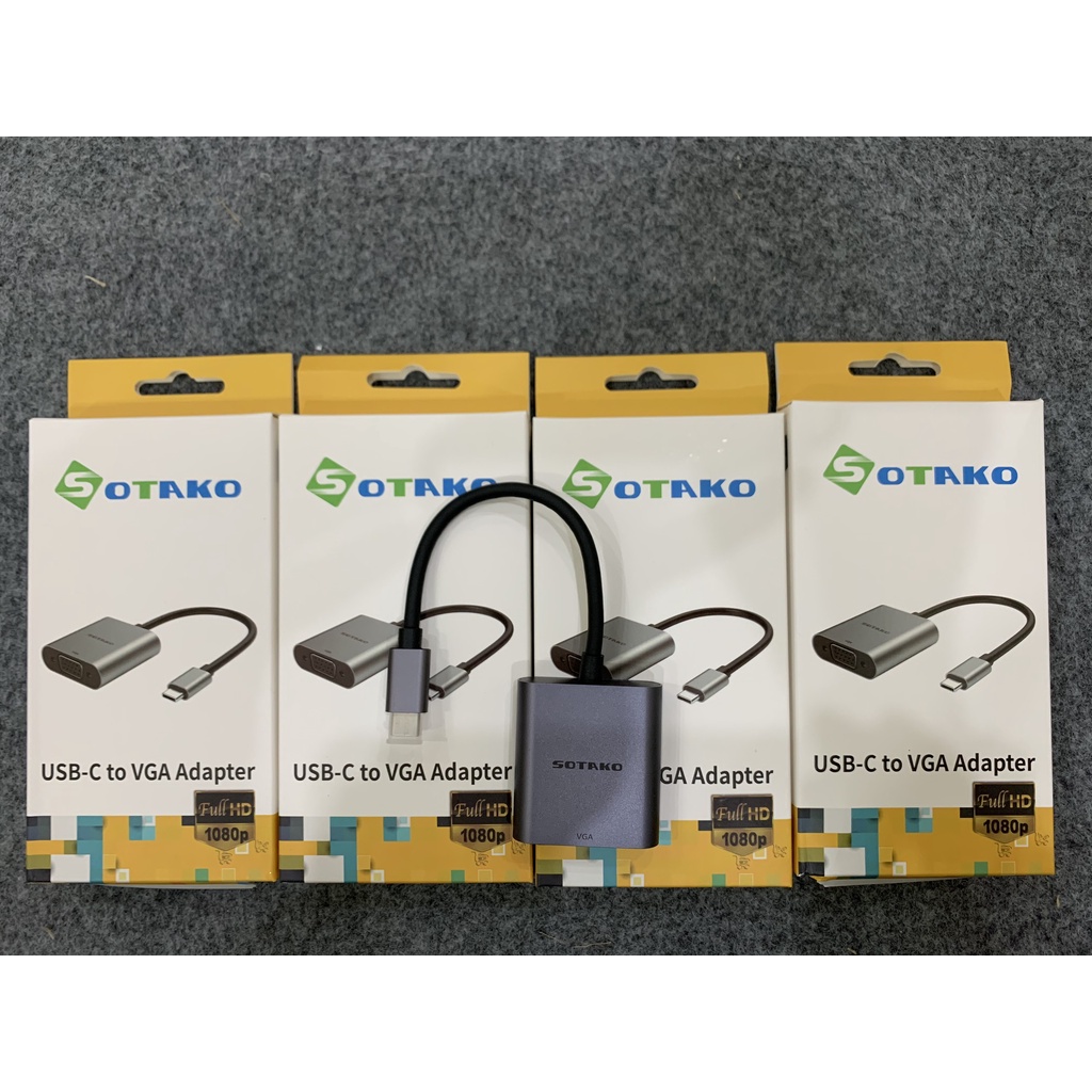 Cáp USB Type C to VGA Full 1080P Chính hãng SOTAKO