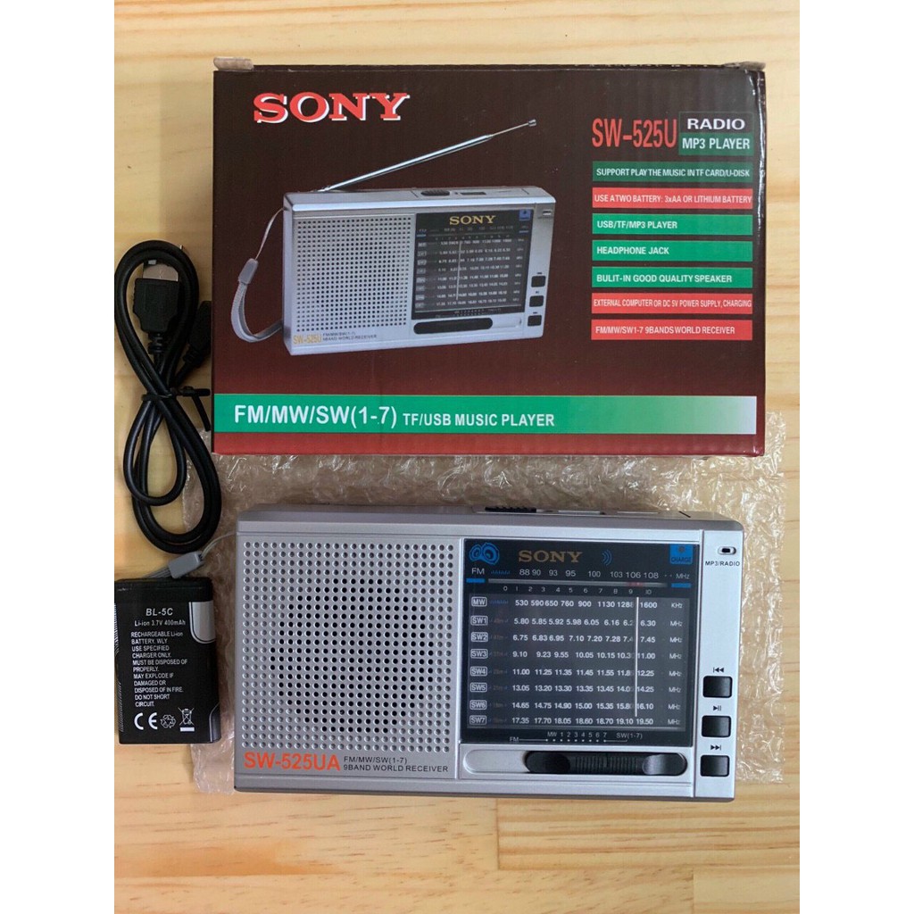 ĐÀI RADIO SONY SW-525, 548, 521 có ăng ten giắc cắm âm thanh 3.5mm chất lượng cao nghe kinh pháp nghe đài siêu hay