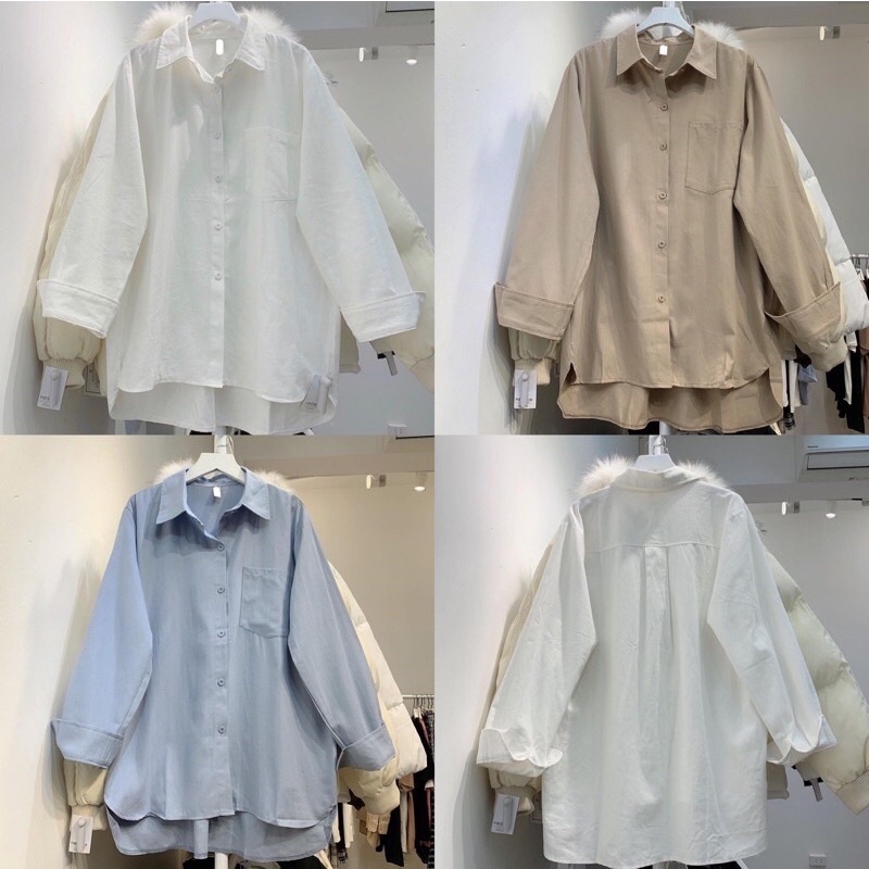 Áo sơ mi kaki mềm fom rộng .