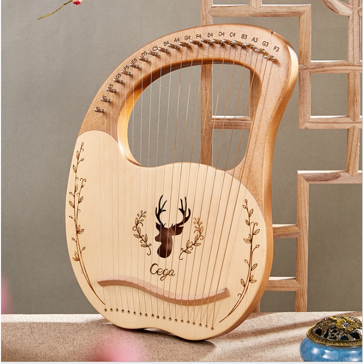 Đàn Lyre 19 dây Harp Cega-MM12 gỗ lõi đào hình Tuần lộc tặng cây chỉnh dây, dây dự phòng, phím gãy đàn, khăn lau