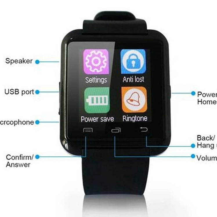 Ele】⚡⚡Đồng hồ thông minh Đồng hồ thông minh Bluetooth U8 cho iPhone IOS Android Điện thoại thông minh Mang Đồng hồ Thiết bị đeo Smartwach