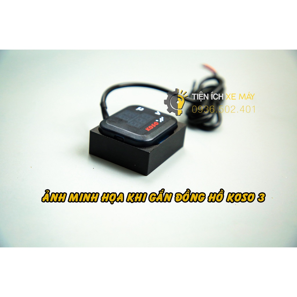 Để và Đồng hồ Koso 3 chất liệu nhôm CNC đen nhám