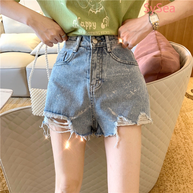 Quần short Denim lưng cao thời trang nữ cá tính