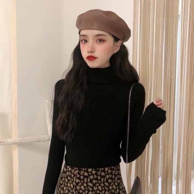 [Quà tặng là kẹo] Áo thun nữ tay dài cổ lọ len tăm, Áo phông nữ cổ cao dài tay thu đông 42 - 56KG SUNA FASHION