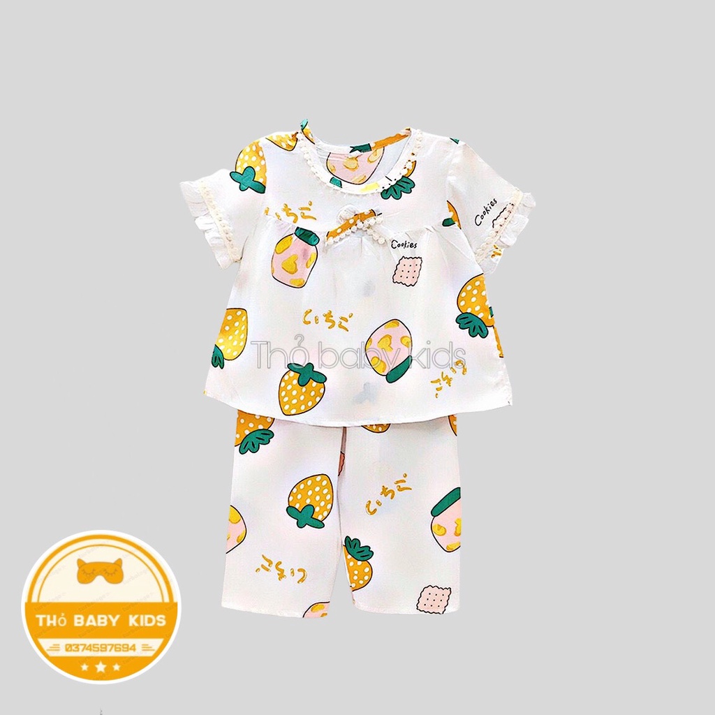 Bộ lanh mặc nhà bé gái TAY NGẮN QUẦN DÀI shop thỏ baby kids
