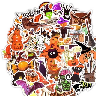 Sticker HALOWEEN set 30-50 cái ép lụa / hình dán chủ đề HALOWEEN hoá trang