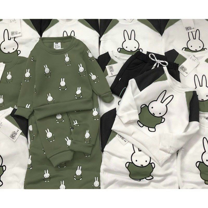 COMBO 2 BỘ THỎ BỈ BÔNG XANH TRẮNG CHO BÉ