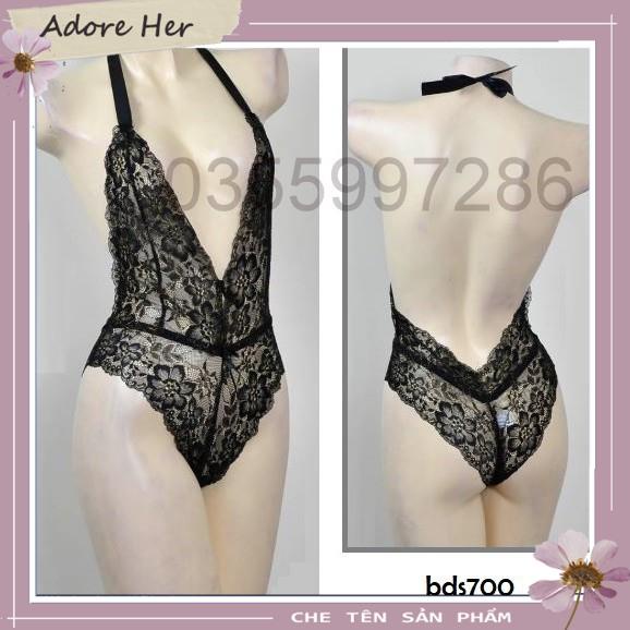 Bộ ngủ bodysuit ren hoa hở lưng gợi cảm - BDS700  - ADORE HER | BigBuy360 - bigbuy360.vn