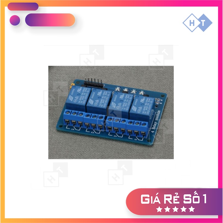 Module relay 5v 4 kênh đóng cắt mạch điện 220v 10A có cách ly quang | Rơ le 4 kênh dành cho Arduino