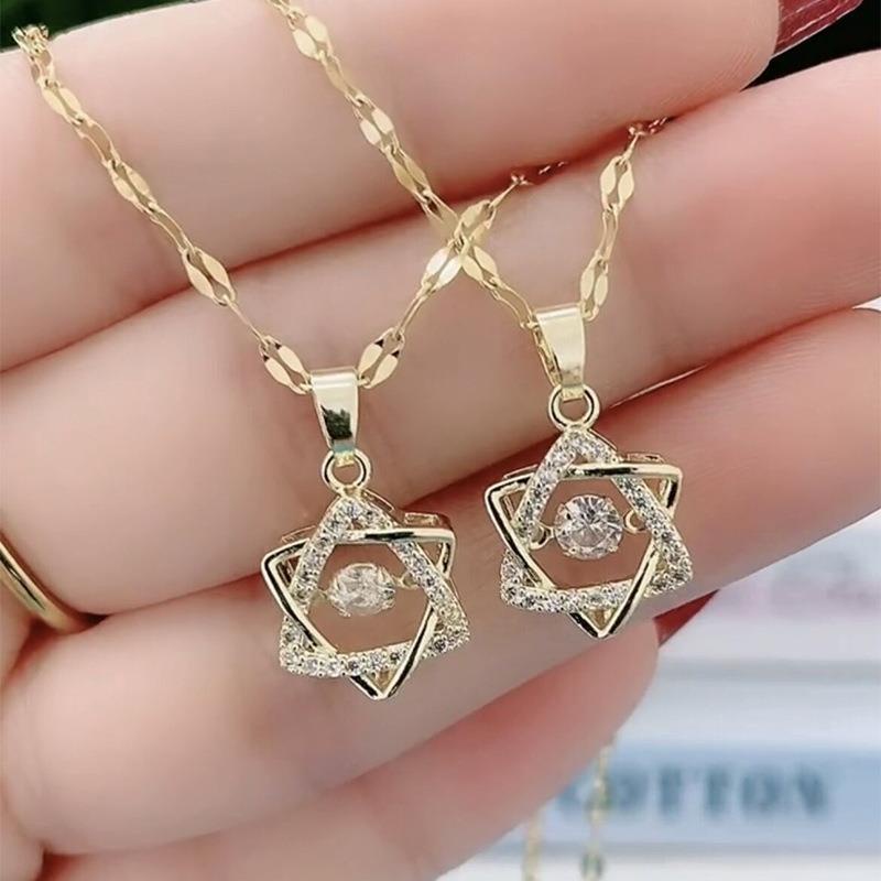 Dây Chuyền Mặt Hình Lục Giác Đính Đá Zircon Thông Minh Dễ Phối Đồ Thời Trang
