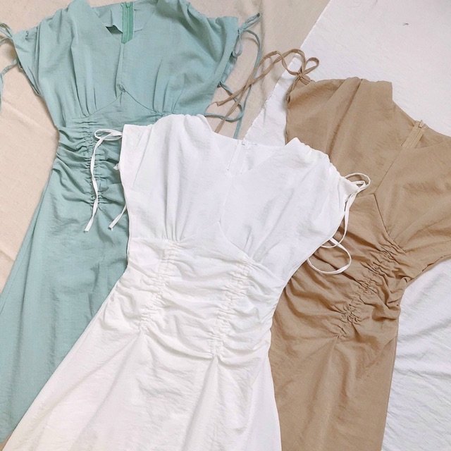 Đầm maxi cổ V vintage 3 màu | BigBuy360 - bigbuy360.vn