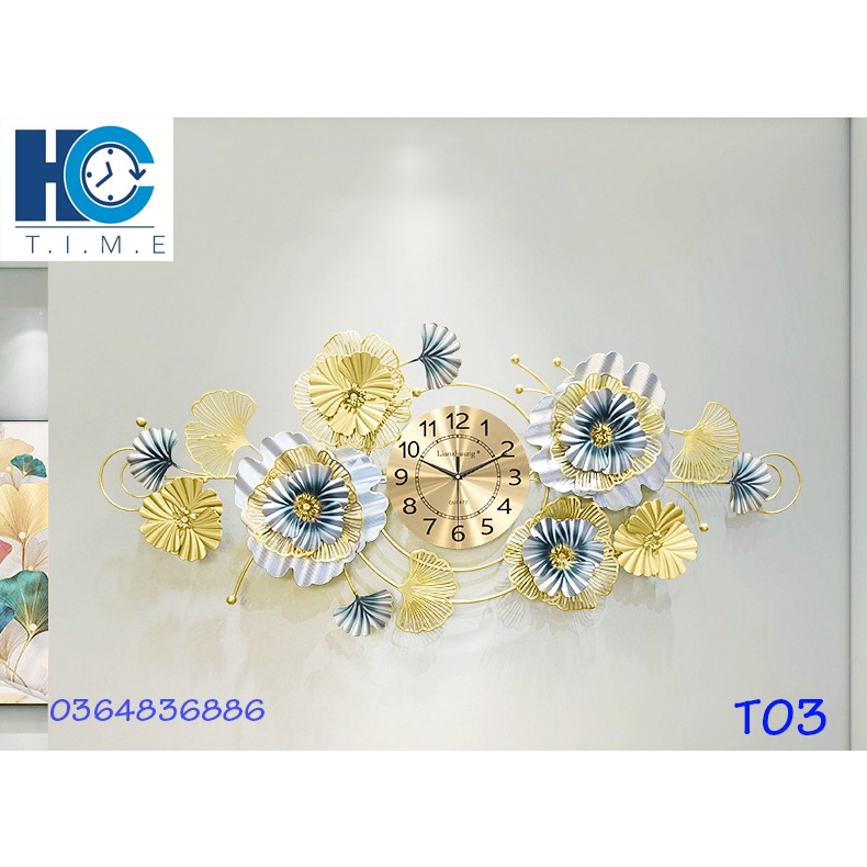 Đồng hồ treo tường trang trí decor T03 kích thước 120 x 52 cm