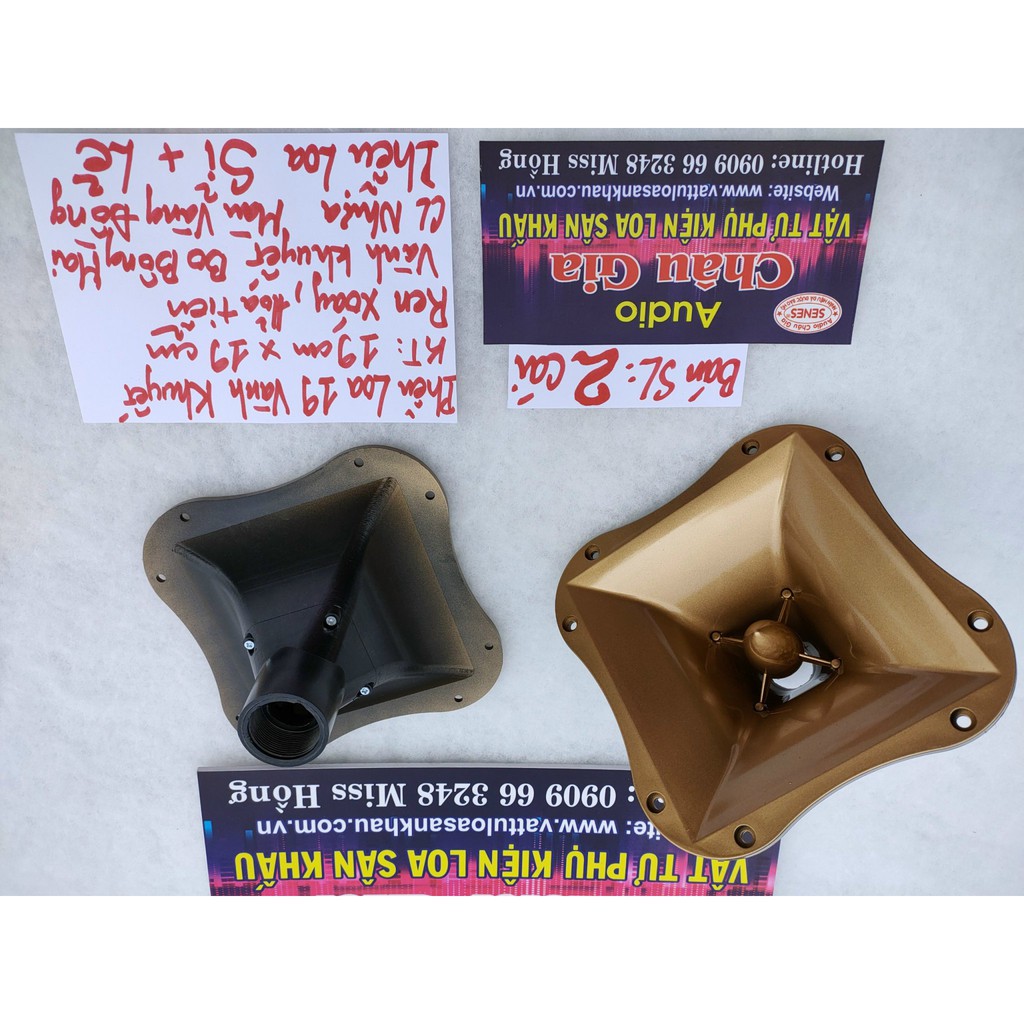 HỌNG LOA TREBLE 19CM KHUYẾT HỎA TIỄN MÀU VÀNG MẪU BÔNG MAI 2 CÁI AUDIO CHÂU GIA