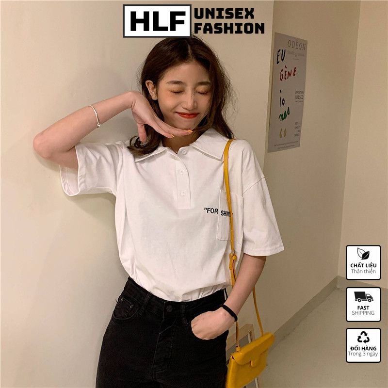 Áo thun polo cổ trụ unisex Ulzzang có túi For-shirt, áo thun có cổ HLFashion