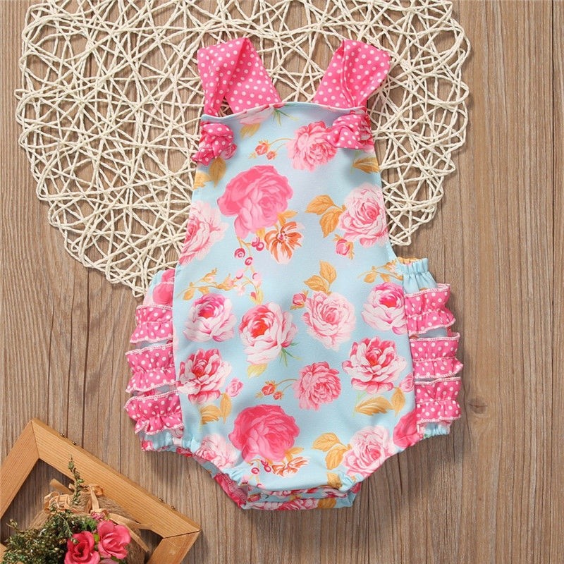 ღ♛ღNewborn Baby Girl Floral Ruffles Romper Bodysuit Jumpsuit Outfit Sunsuit Clothes