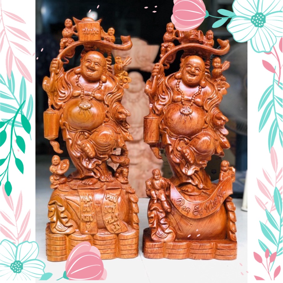 [XẢ KHO] Tượng Di lặc ngũ phúc gỗ Hương
