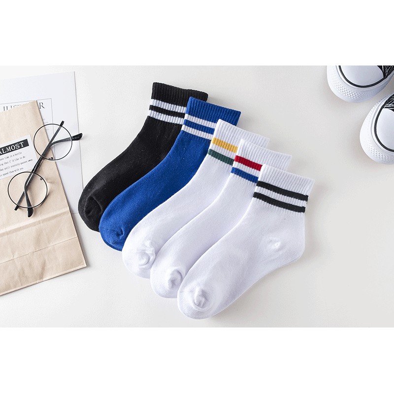Set 2 Tất Sọc Hàn Quốc Hot Trend Jussy Official Chất Vải Cotton Dày Mịn Thoáng Mát