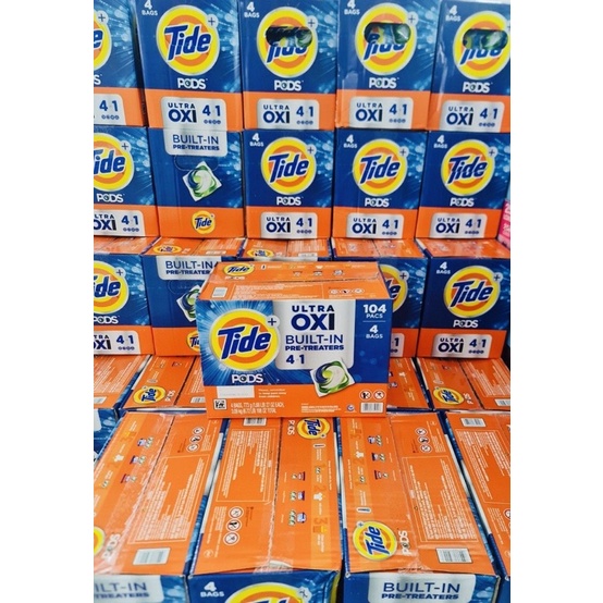Viên giặt trắng thơm mát quần áo Tide Pods Ultra Oxi 4in1 túi 26 viên