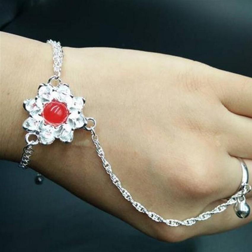 (Bản huyết châu) Vòng tay Triệu Lệ Dĩnh lắc tay nối nhẫn bạc thương tâm kỳ hoa tru tiên quà tặng phong cách cổ trang