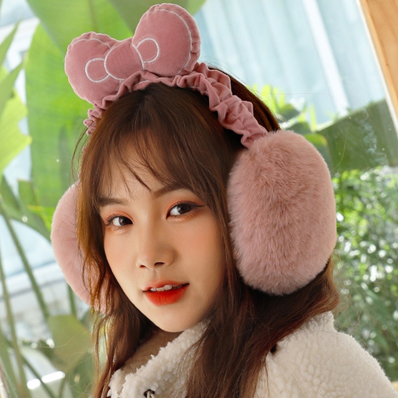 Chụp Tai Giữ Ấm Mùa Đông Kiểu Công Chúa Đính Nơ Dễ Thương Cho Bé Gái