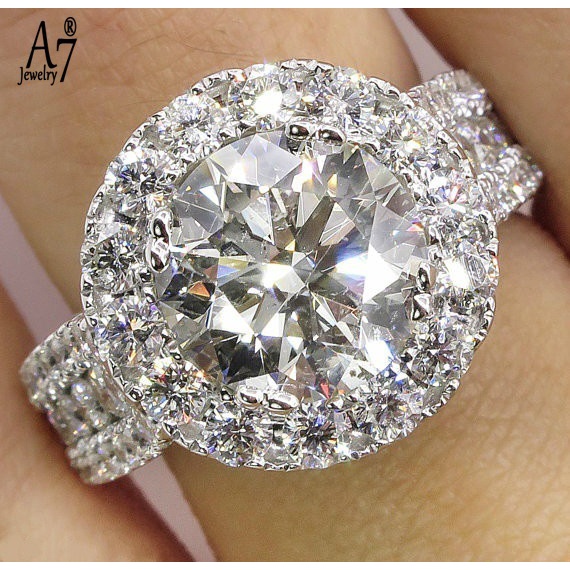 Nhẫn bạc S925 đính kim cương nhân tạo mới cho nữ