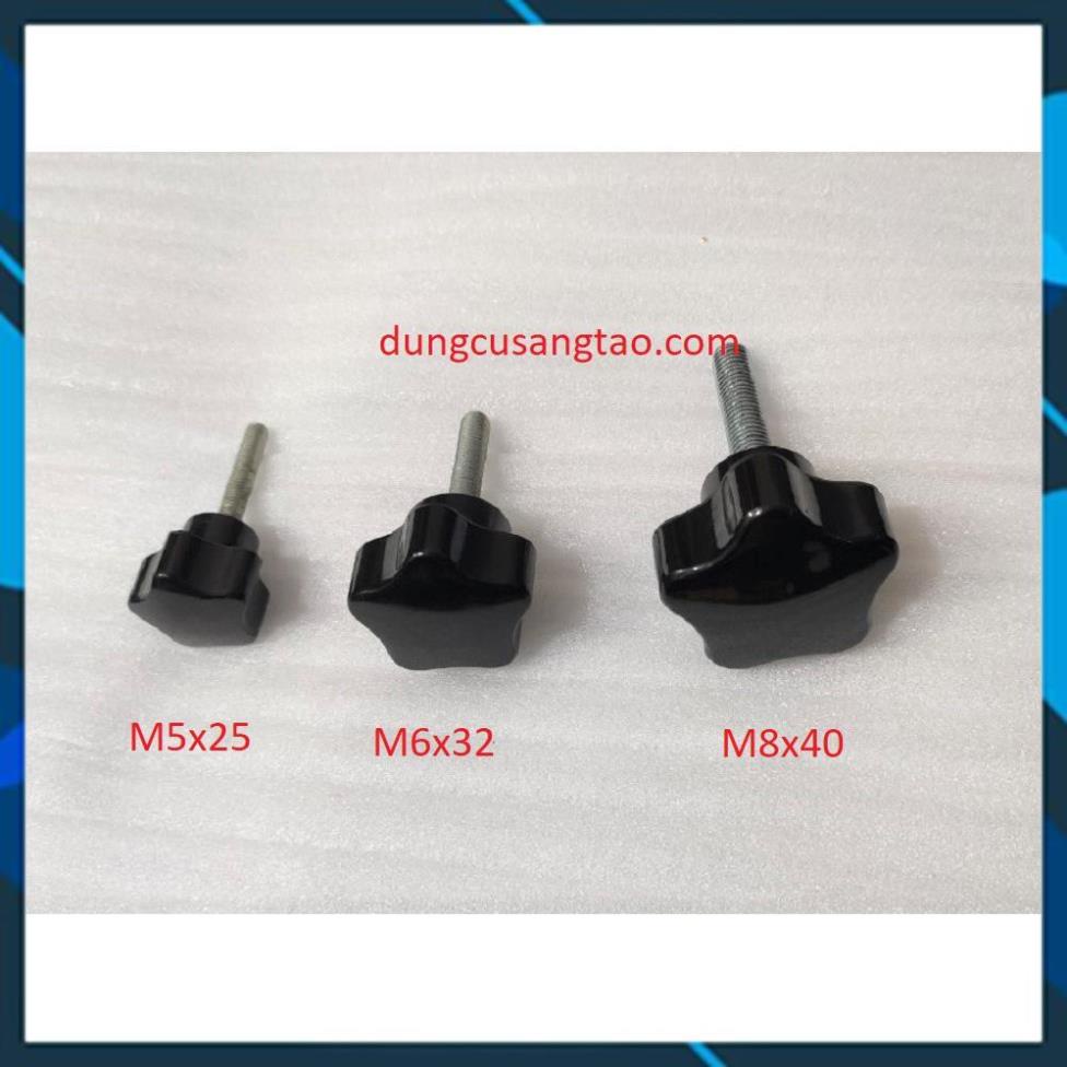 Núm vặn ren ngoài / bu lông đầu nhựa hình sao cao cấp M5-M6 M8 M10 M12