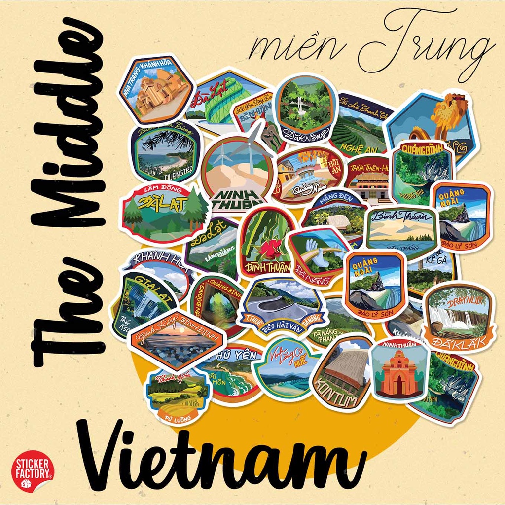 Welcome to VIETNAM - hộp set 100 stickers decal hình dán nón bảo hiểm , laptop, xe máy, ô tô - STICKER FACTORY