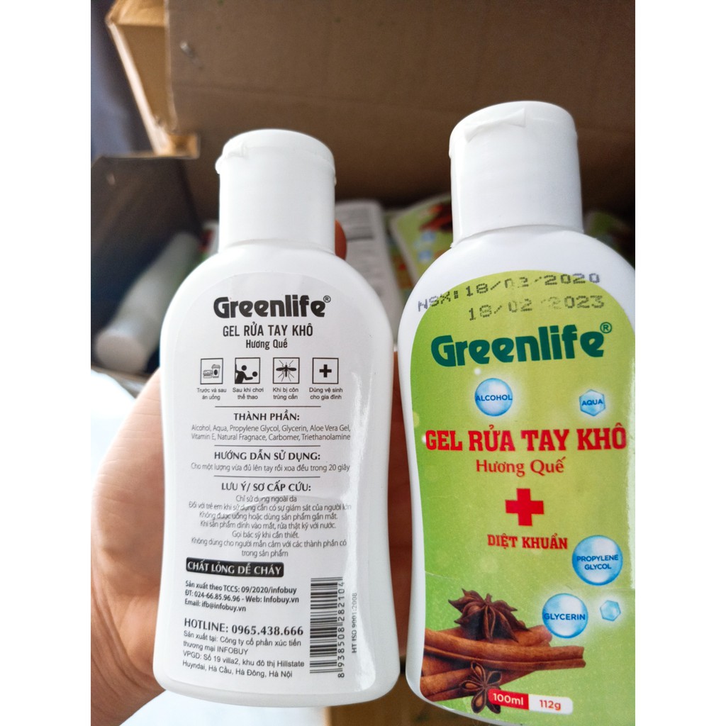 [BÁN SỈ 10 CHAI]Gel rửa tay khô Greenlife 100ml, Dung dịch rửa tay sinh học kháng khuẩn, khử trùng nhiều hương