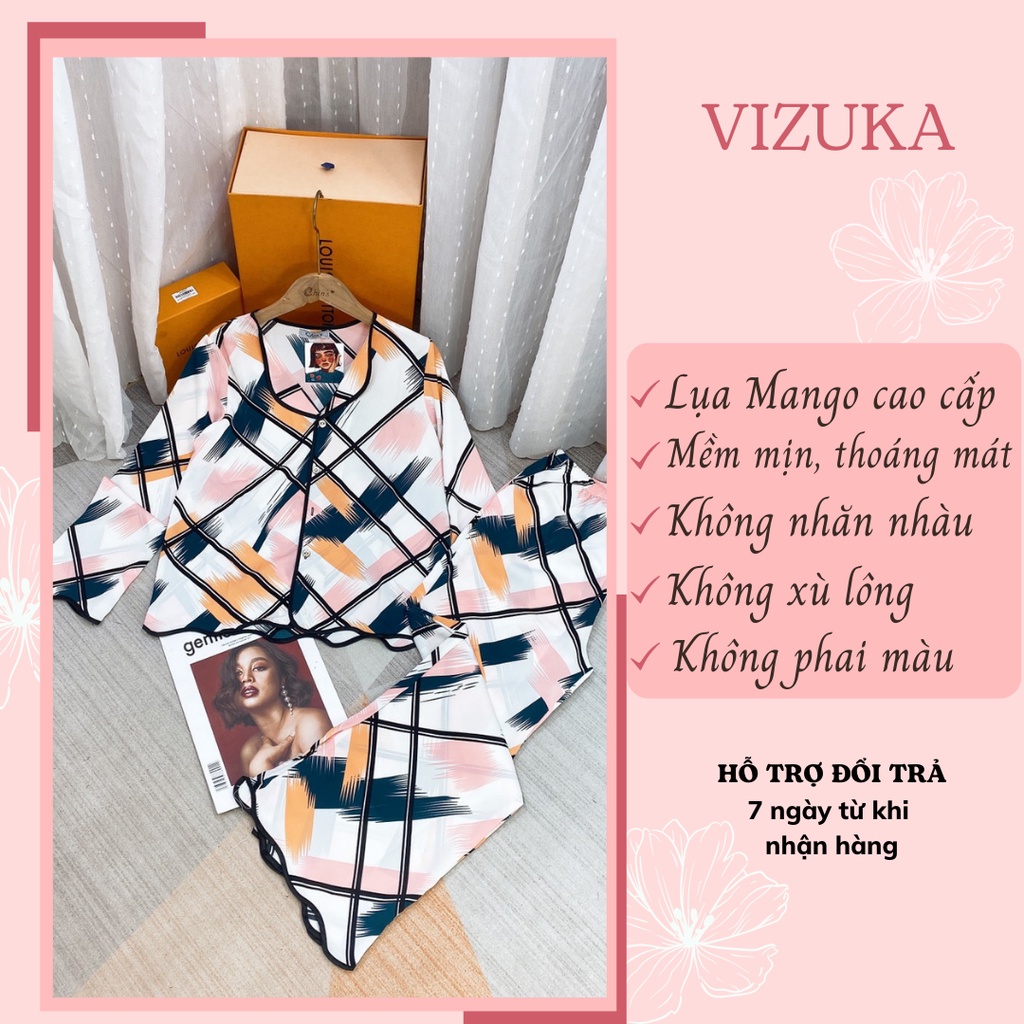 Đồ bộ nữ dễ thương lụa dài tay pijama mặc nhà VIZUKA