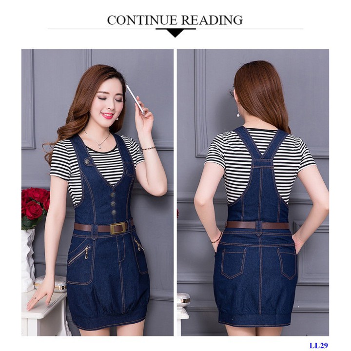 Đầm Yếm Jean Dáng Ôm Thời Trang Không Kèm Áo Và Belt