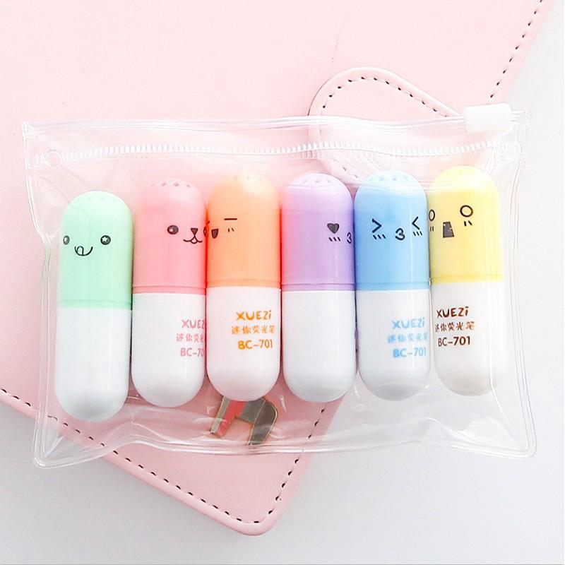 Set 6 bút dạ quang mini nhiều màu sắc