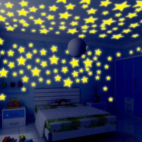 Bộ 200 miếng dán phản quang hình ngôi sao trang trí tường nhà thủ công