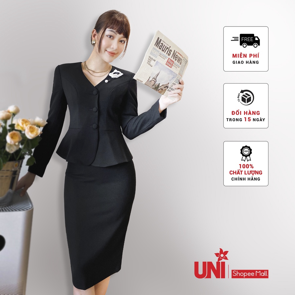 Áo Sơ Mi Nữ UNIVTH Ngắn Tay Công Cổ Tàu Tay Bo Cao Cấp 9A0118D Uni Korean Fashion