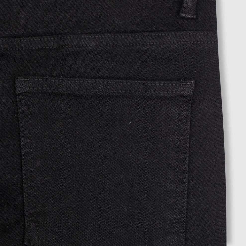 Quần jean nam ROWAY vải denim co giãn nhẹ, form skinny, Jean đen rách gối ©️
