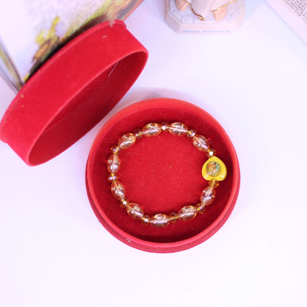 Chuỗi Tràng Hạt Mân Côi Đá Topaz vàng mật ong 10li xen kẽ đá đá topaz nhỏ Thánh Giá kiểu 10 hạt