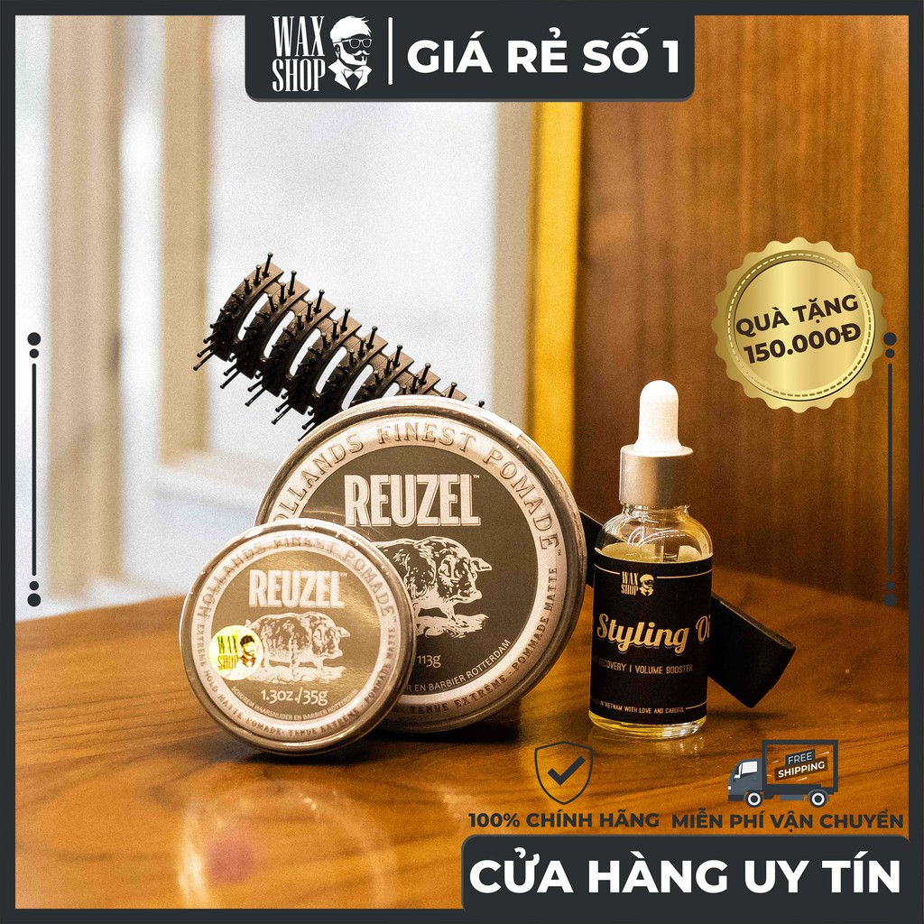 Sáp Vuốt Tóc Reuzel Extreme Hold Matte Pomade 113g⚡[Chính Hãng]⚡Siêu Thơm, Giữ Nếp Tốt, Tặng Kèm Pre-Styling Oil và Lược