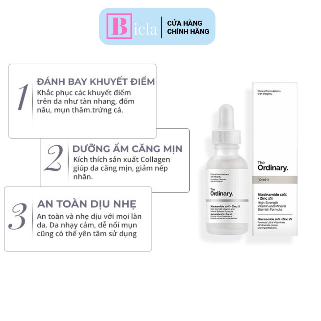 Tinh chất The Ordinary niacinamide 10% Zinc 1% giảm mụn, mờ thâm 30ml