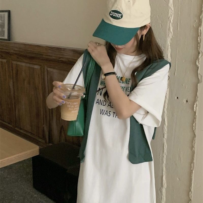 Jiashucheng Áo Thun Tay Ngắn Dáng Rộng In Chữ Phong Cách Harajuku Hàn Quốc Dễ Phối Đồ Mi