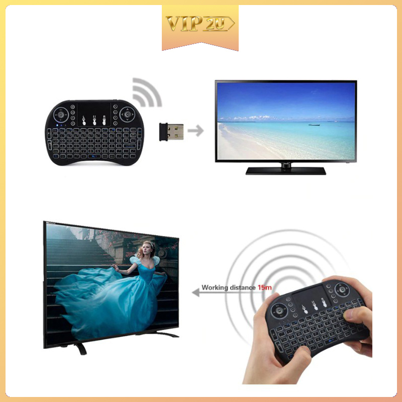 Bàn Phím Vi Tính Điều Khiển Không Dây Vip2U Cho Tv Thông Minh Pc