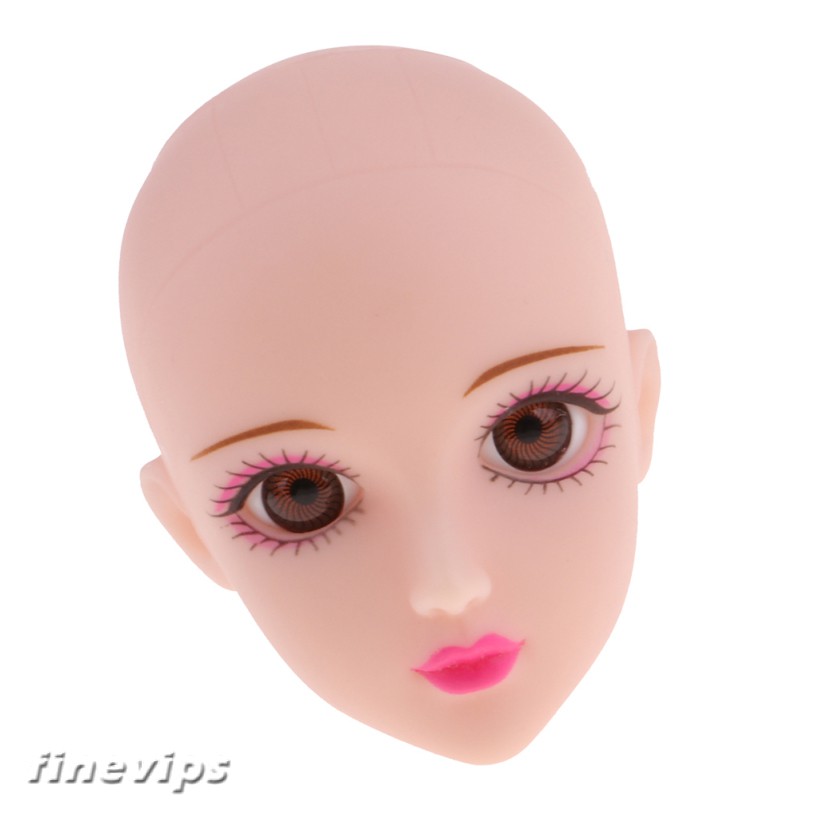 Ball-Jointed Doll Girl Head with Black Eyes for 1/6 BJD Doll Body Parts Accs