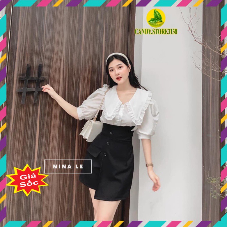 Set váy nữ gồm áo sơ mi trắng và chân váy Đen mùa hè chất liệu mềm mại siêu xinh freesize.Candy.store3138 | BigBuy360 - bigbuy360.vn
