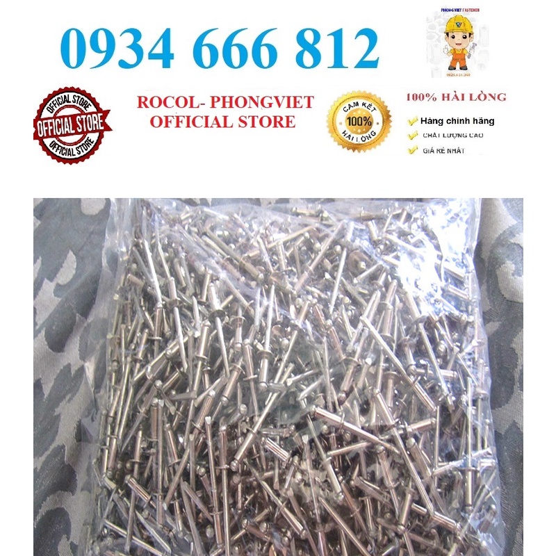 50c Đinh rút rive inox304 toàn phần 4.0x10, 4.0x12, 4.0x16