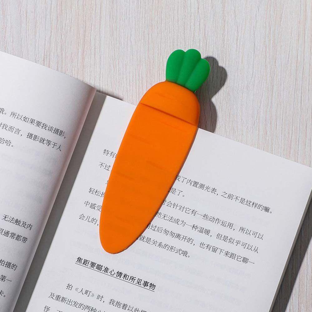 Thẻ Đánh Dấu Sách Bằng Silicon Hình Củ Cà Rốt Hoạt Hình Sáng Tạo Cho Bé