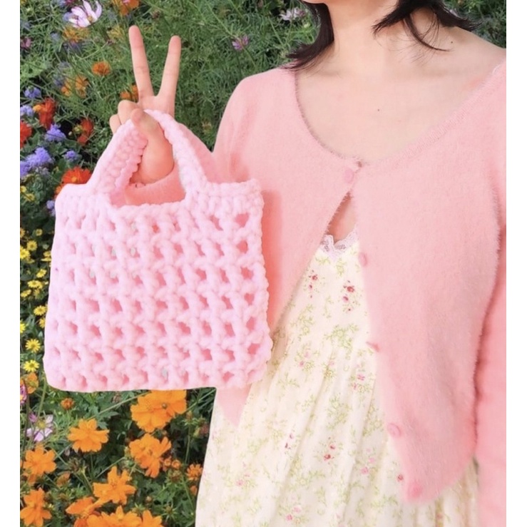 Túi móc len Mini net bag crochet - handmade by Mếu Máo