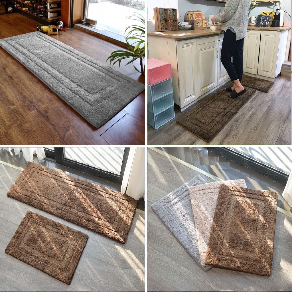 (Bao Giá Shopee) Thảm Lau Chân Nhập Khẩu Decor Sợi Bông Cotton Thấm Hút Và Chống Trượt Hàng Chuẩn Cao Cấp