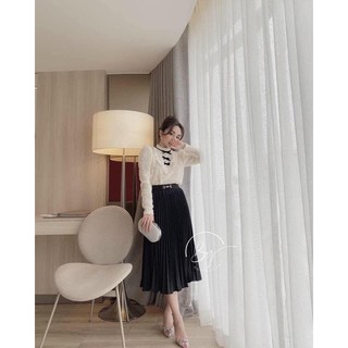 ⚡️BÁN SỈ⚡️Áo sơ mi lông cổ nơ đen