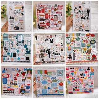Sticker lẻ 1 tờ chưa cắt - các mẫu mới nhất dùng trang trí love box, scrapbook, khung ảnh 3D