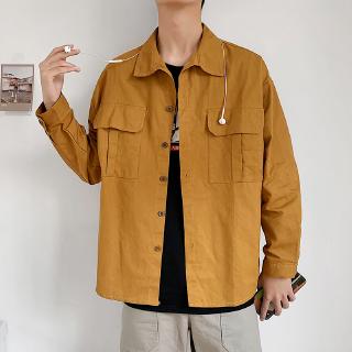 Áo dài tay hoa văn kẻ ô thời trang mùa thu đông hàn quốc dành cho nam