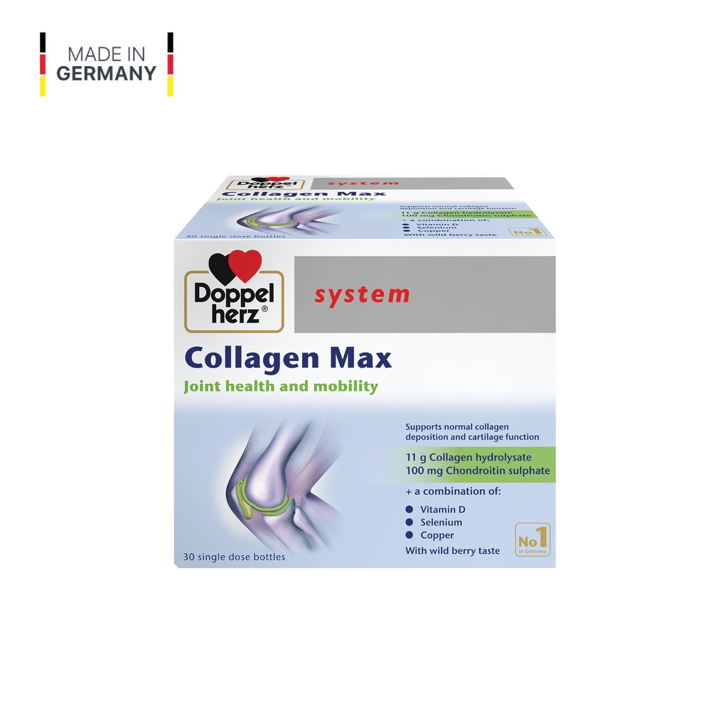 [TPCN Nhập Khẩu] Collagen thuỷ phân tăng độ linh hoạt của khớp Doppelherz Collagen Max (Hộp 10 ống/30 ống)