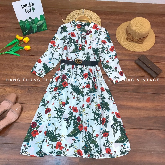 Váy hoa voan hoạ tiết ( Kim Ngân vu)
